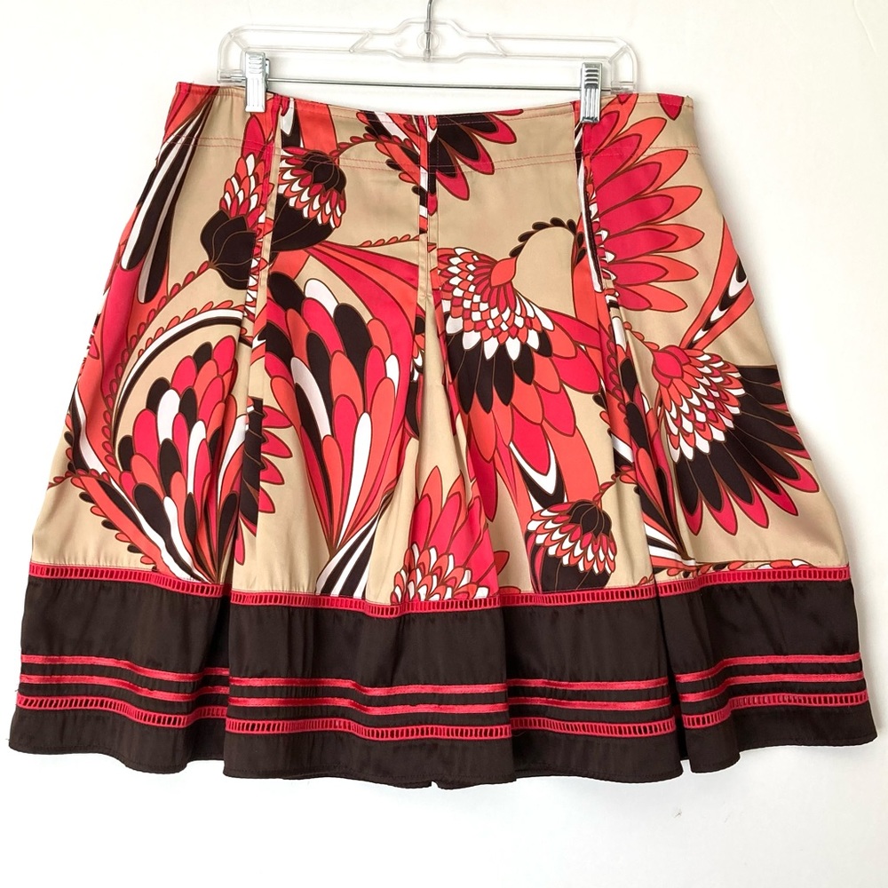 Worthington Floral Skirt Pink & Brown Flared Knee Length Size 14